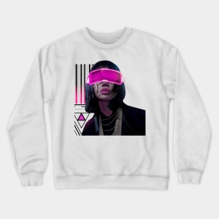 Neon Vaporwave Cyberpunk Girl Crewneck Sweatshirt